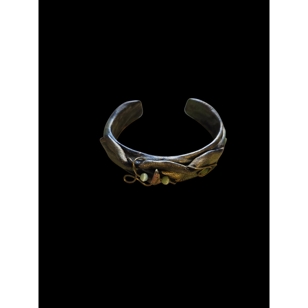 Faux leather artisan bracelet in forest green